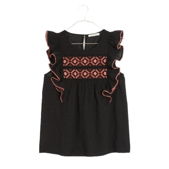 MADEWELL Embroidered Ruffle-Shoulder Tank Top Size XL - Picture 2 of 9